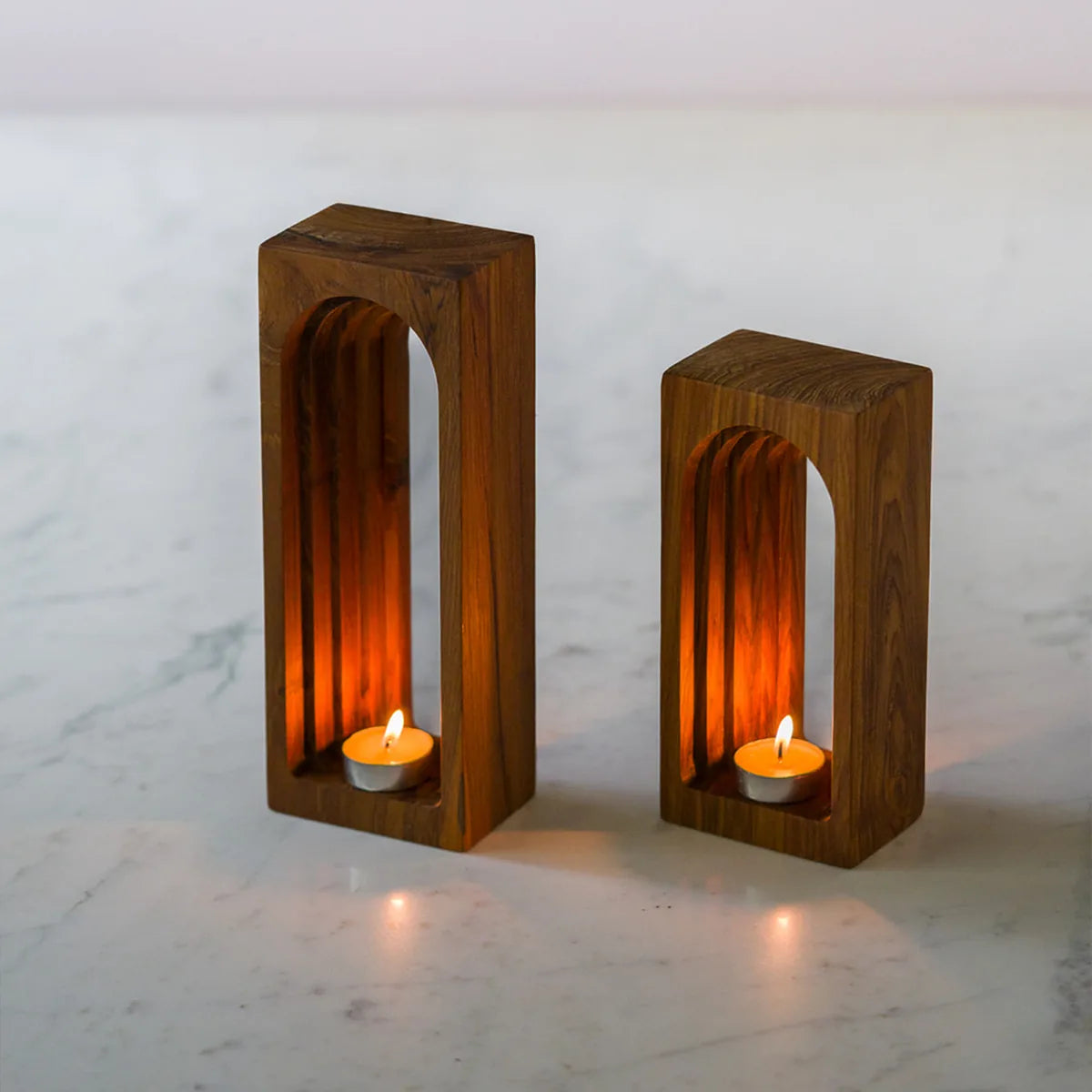 Arc Tealight (Short) - Teakwood homeware by Tectona Living (image 4)