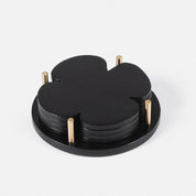 Black Flower Coasters (Set of 4) - Teakwood homeware by Tectona Living (image 2)