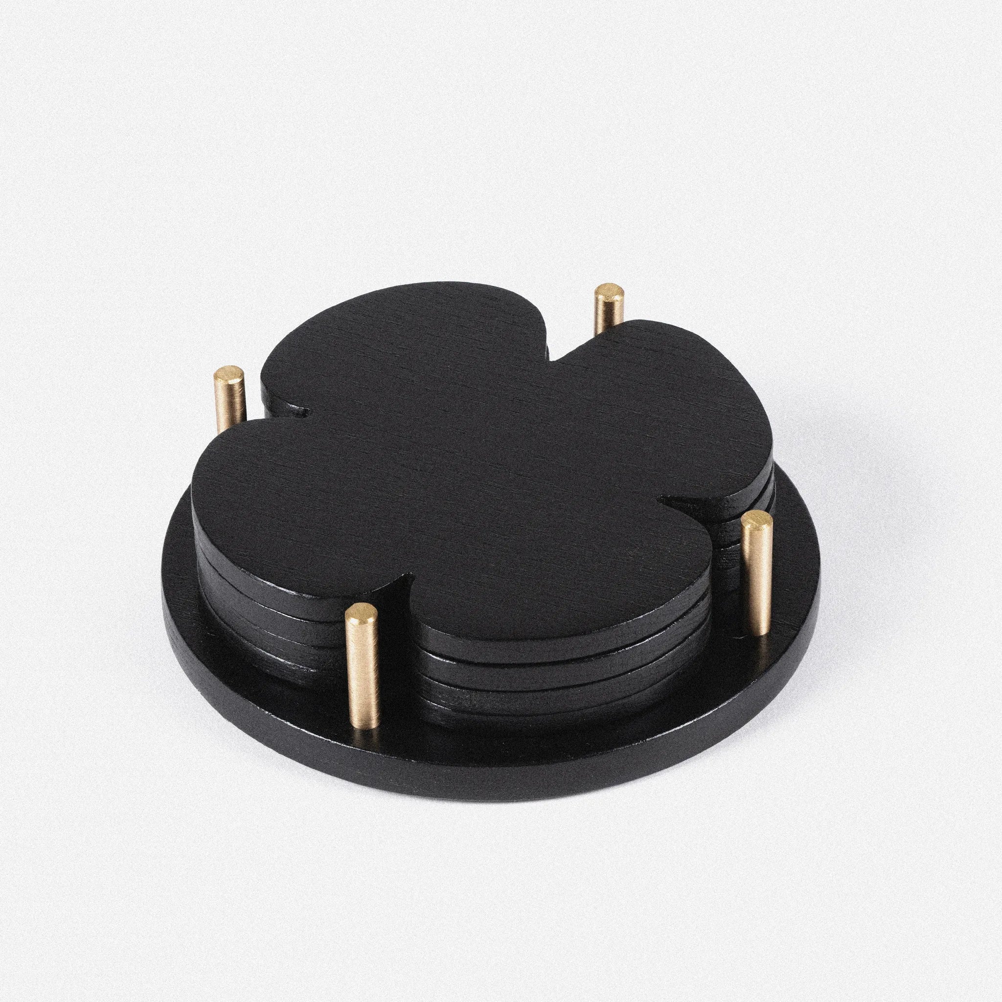 Black Flower Coasters (Set of 4) - Teakwood homeware by Tectona Living (image 2)