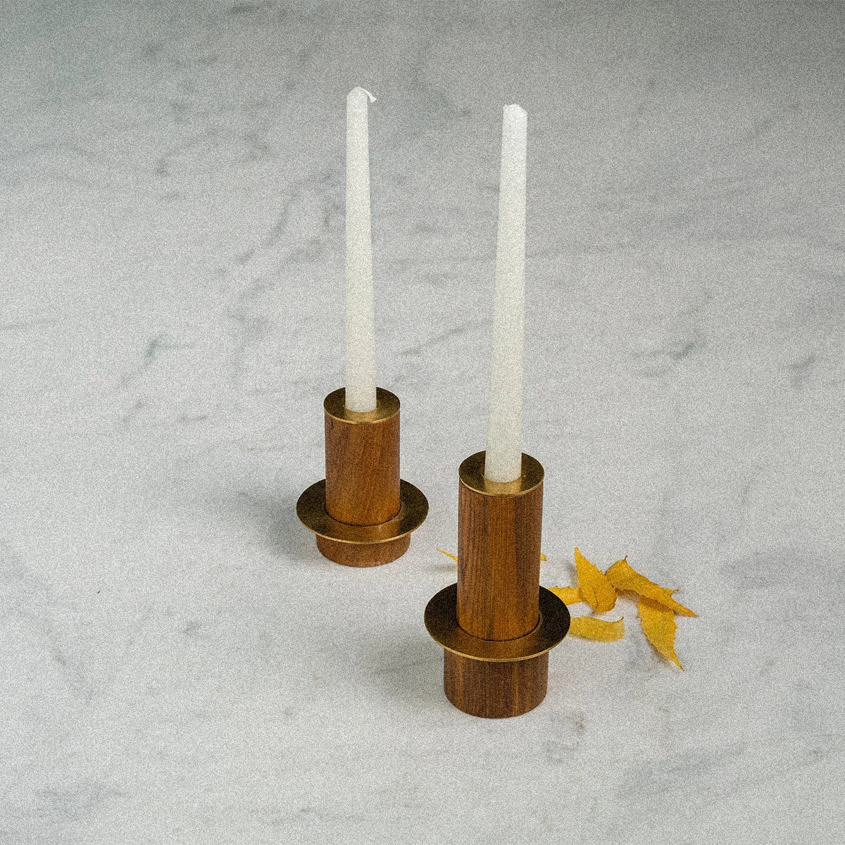 HALO CANDLE STAND, SET OF 2 - Teakwood, SS with Brass Finish homeware by Tectona Living (image 2)
