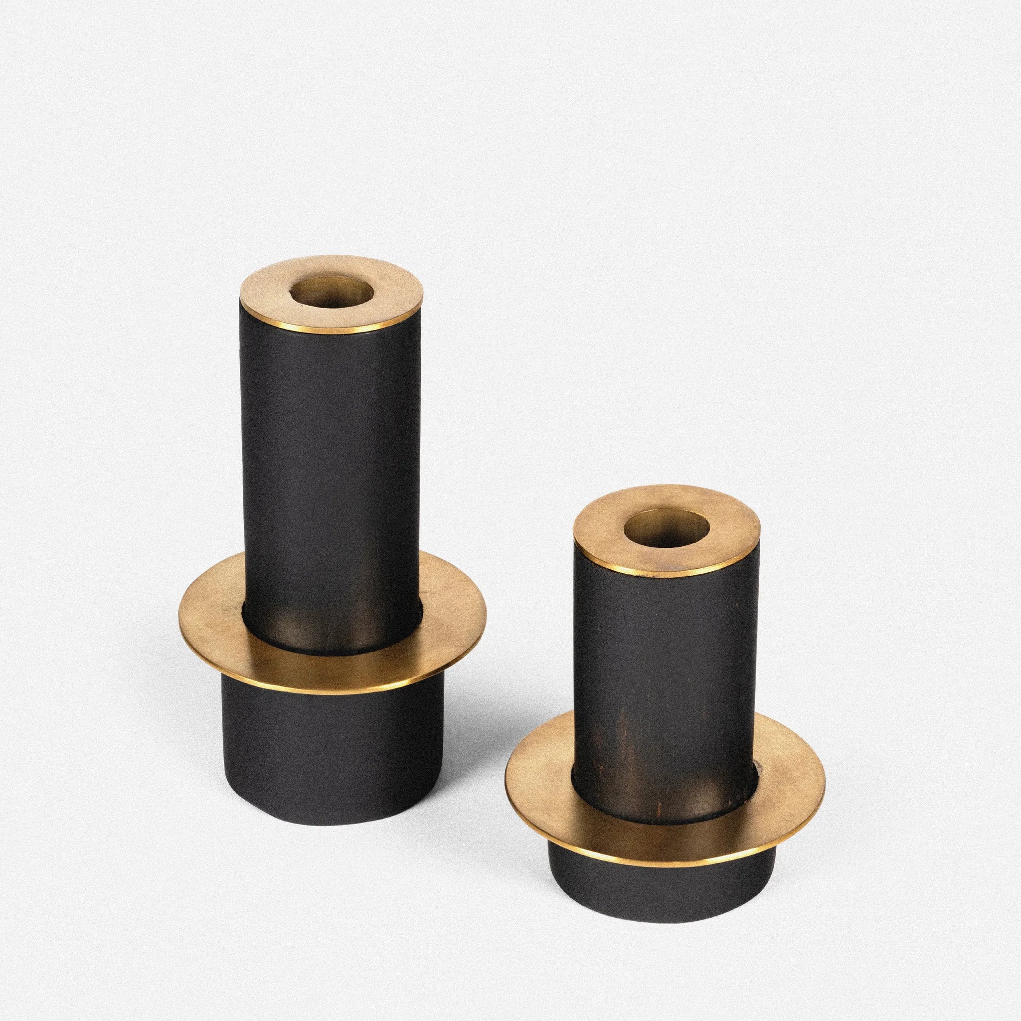 HALO CANDLE STAND, SET OF 2 (Black) - Ashwood,  SS with Brass Finish homeware by Tectona Living (image 1)