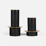 HALO CANDLE STAND, SET OF 2 (Black) - Ashwood,  SS with Brass Finish homeware by Tectona Living (image 2)