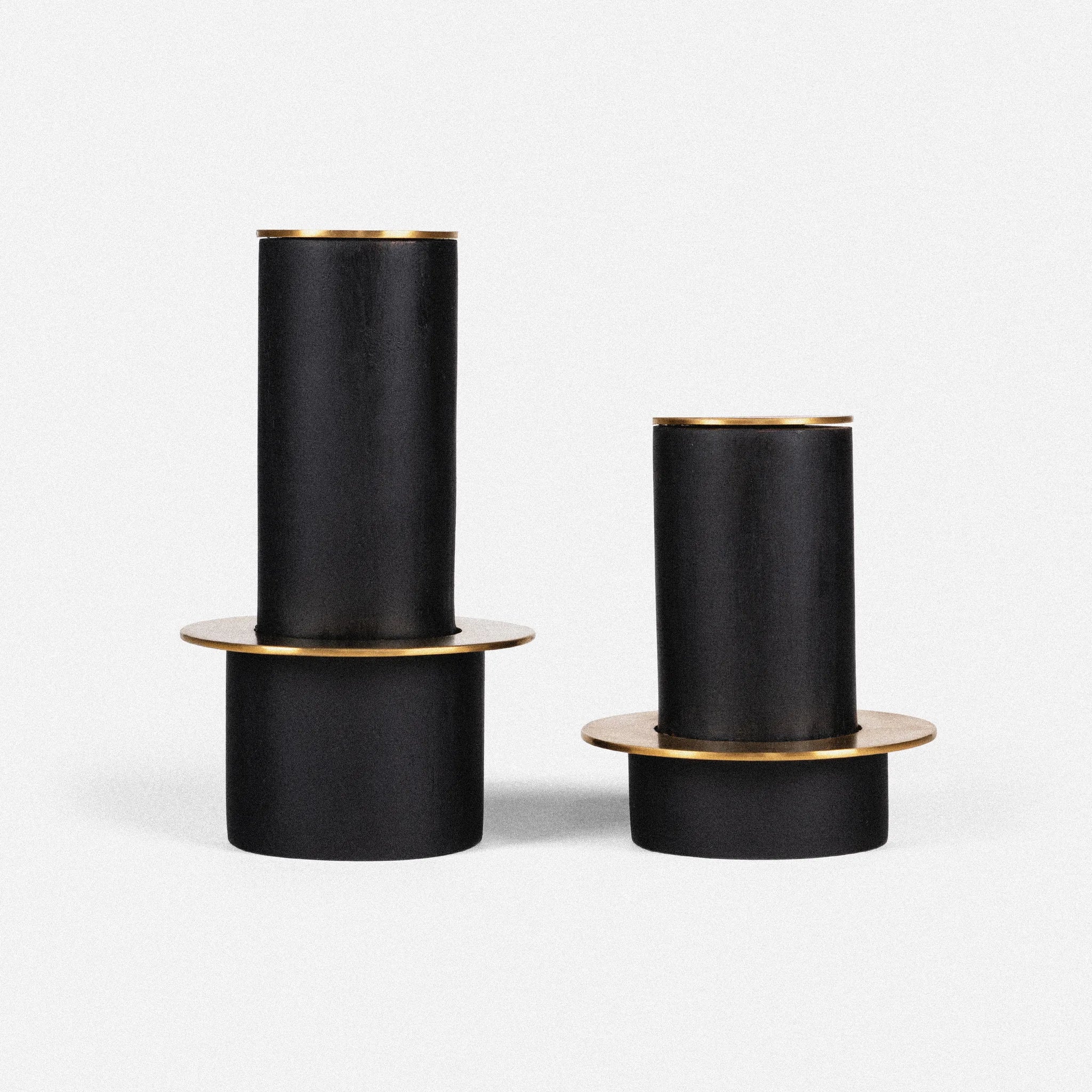 HALO CANDLE STAND, SET OF 2 (Black) - Ashwood,  SS with Brass Finish homeware by Tectona Living (image 2)