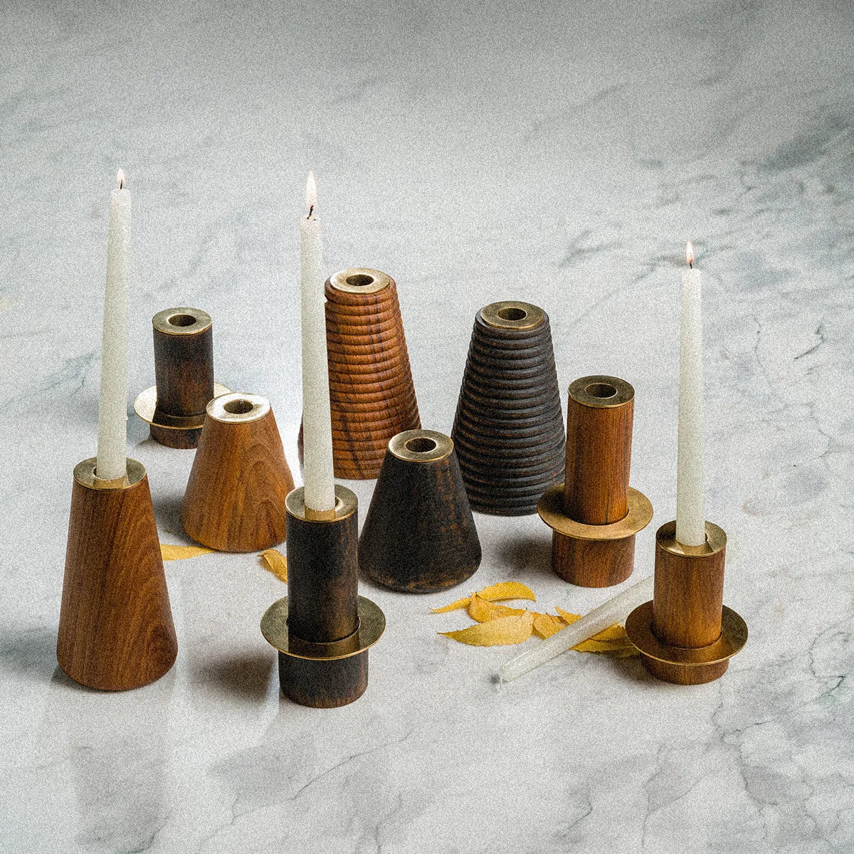 HALO CANDLE STAND, SET OF 2 (Black) - Ashwood,  SS with Brass Finish homeware by Tectona Living (image 3)