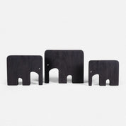 Herd Teak Elephant Trio (Black) - Teakwood homeware by Tectona Living (image 2)