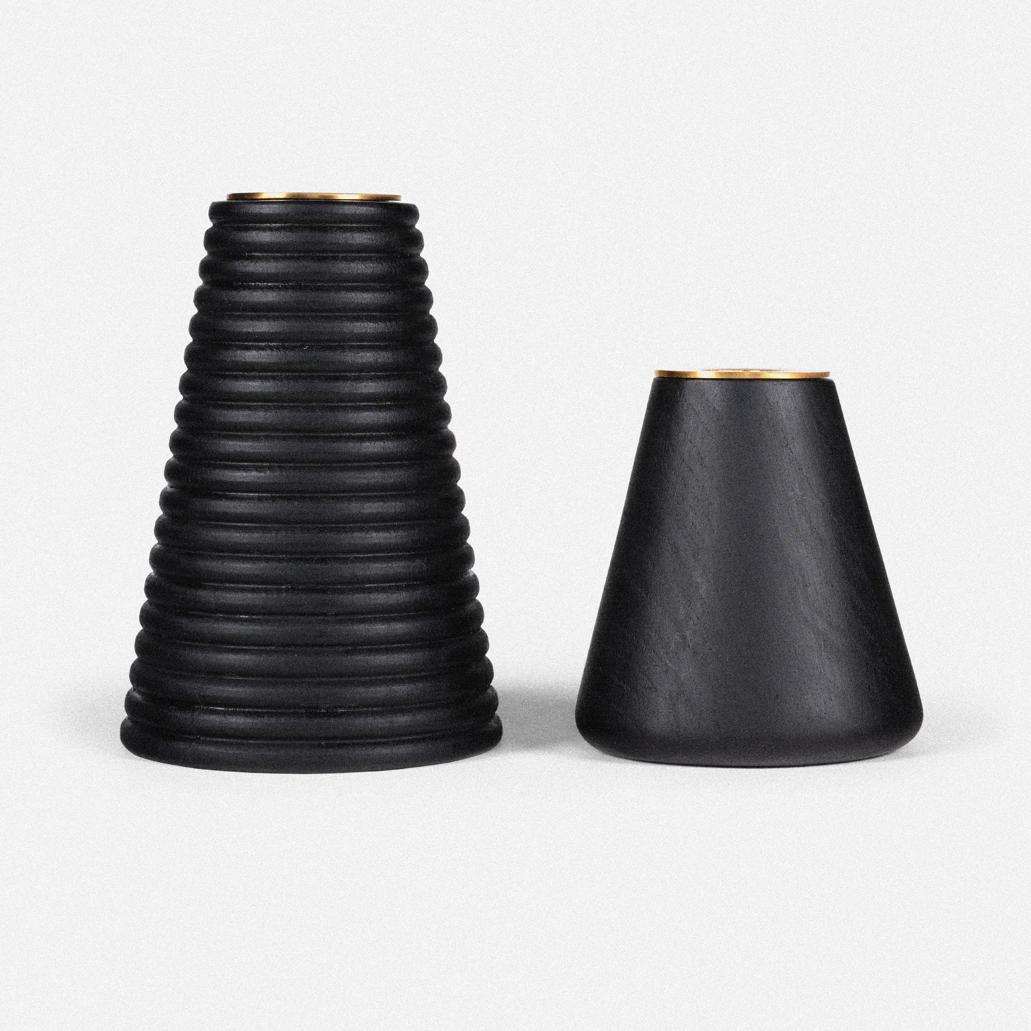 NOIR CANDLE STAND SET OF 2 (BLACK) - Ashwood,  SS with Brass Finish homeware by Tectona Living (image 1)