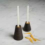 NOIR CANDLE STAND SET OF 2 (BLACK) - Ashwood,  SS with Brass Finish homeware by Tectona Living (image 2)