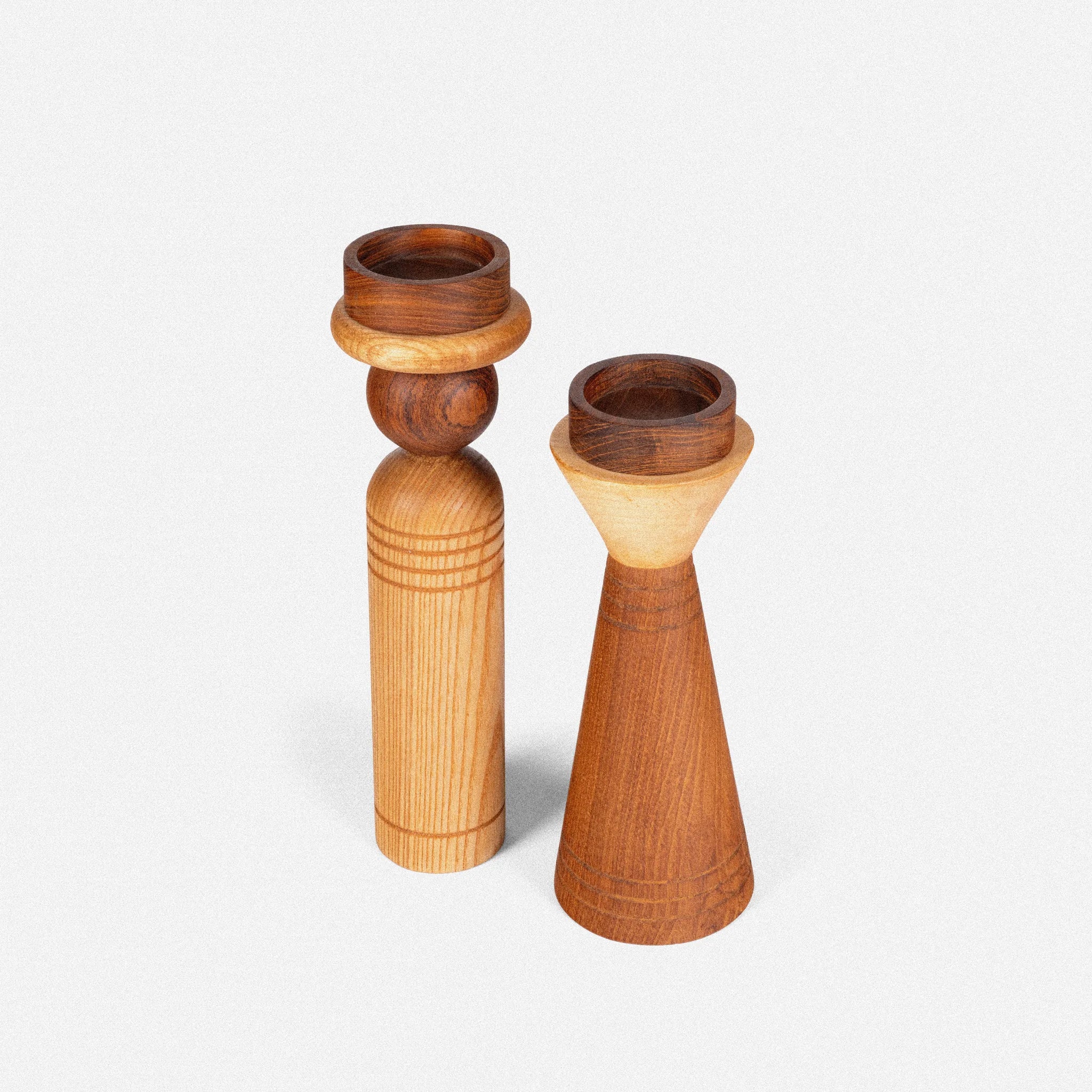 Pair Teak Candle Holders, (Set of 2) - Teakwood homeware by Tectona Living (image 1)