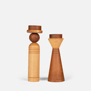 Pair Teak Candle Holders, (Set of 2) - Teakwood homeware by Tectona Living (image 2)