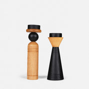 Pair Teak Candle Holders, Set of 2 (Black) - Ashwood homeware by Tectona Living (image 2)