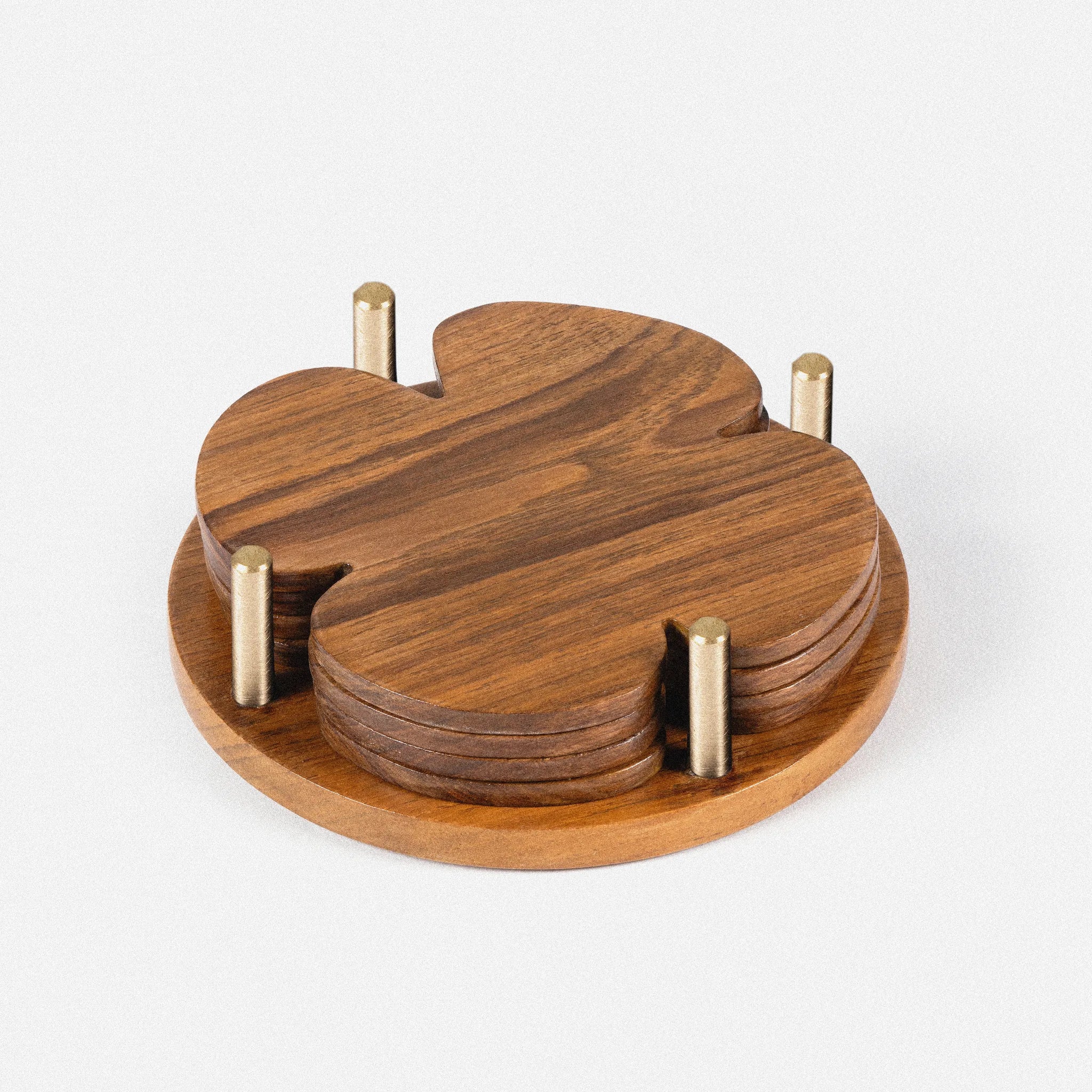 Teak Flower Coasters (Set of 4) - Teakwood homeware by Tectona Living (image 1)