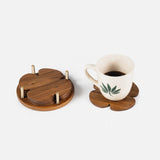 Teak Flower Coasters (Set of 4)